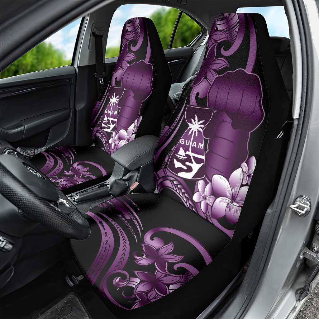 Purple Hafa Adai Guam Car Seat Cover Chamorro Latte Stone Hand With Plumeria