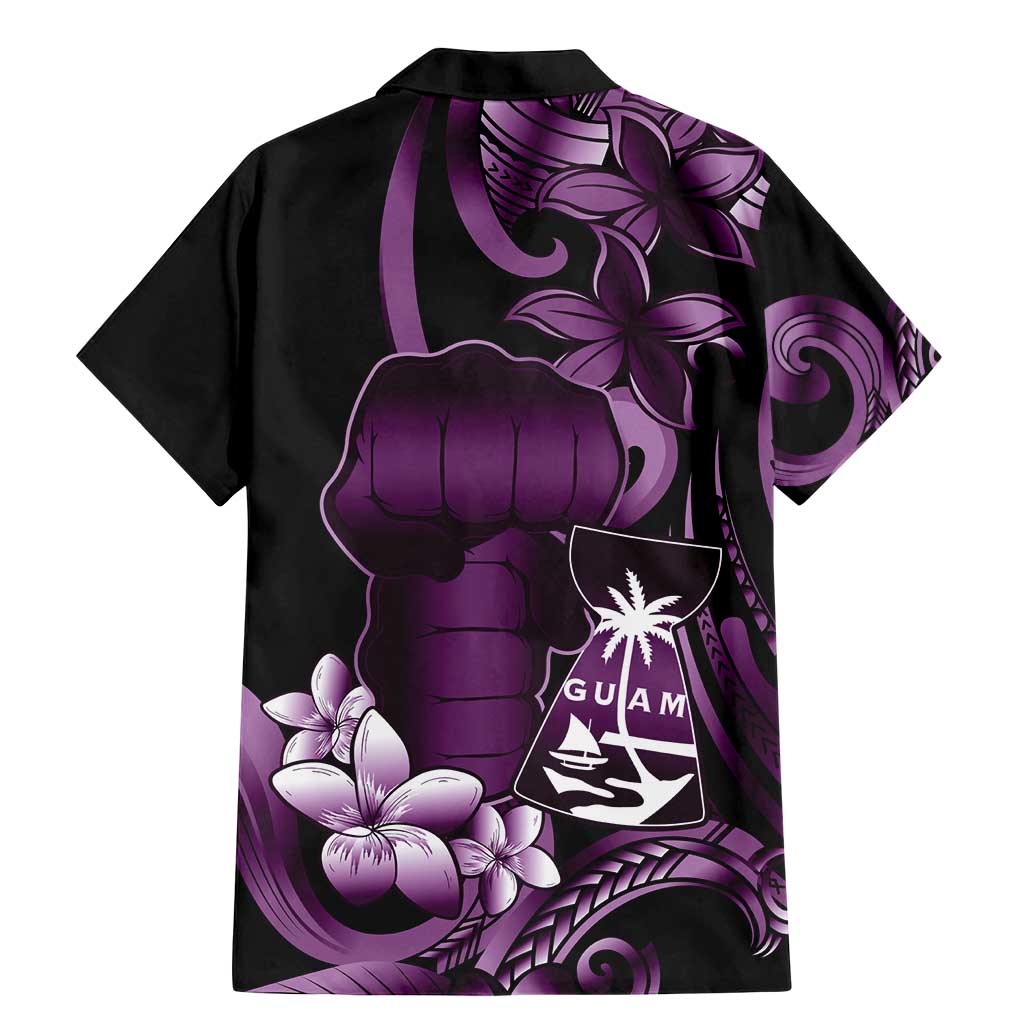 Purple Hafa Adai Guam Family Matching Mermaid Dress and Hawaiian Shirt Chamorro Latte Stone Hand With Plumeria LT14 - Polynesian Pride