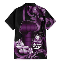 Purple Hafa Adai Guam Family Matching Mermaid Dress and Hawaiian Shirt Chamorro Latte Stone Hand With Plumeria LT14 - Polynesian Pride