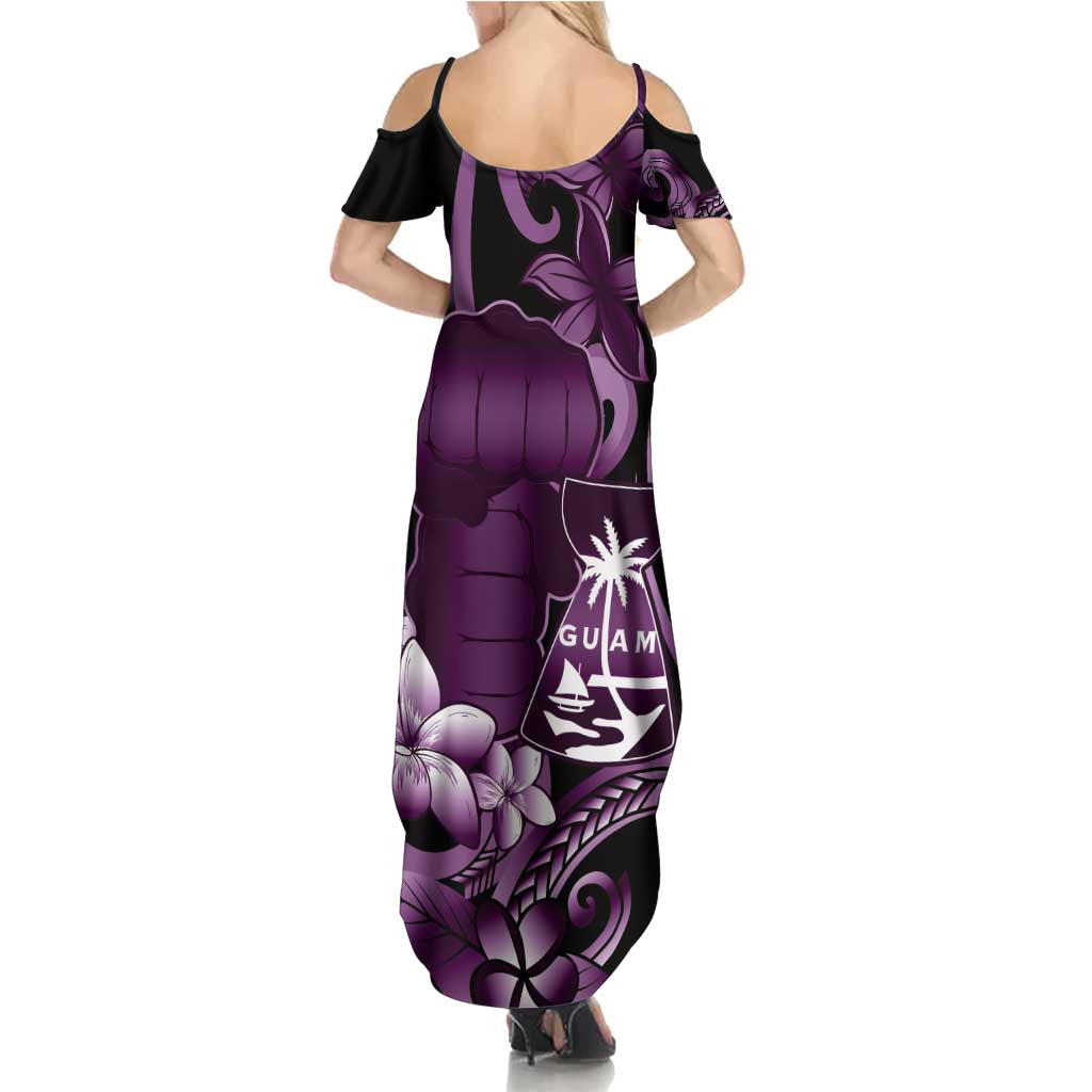 Purple Hafa Adai Guam Family Matching Summer Maxi Dress and Hawaiian Shirt Chamorro Latte Stone Hand With Plumeria LT14 - Polynesian Pride