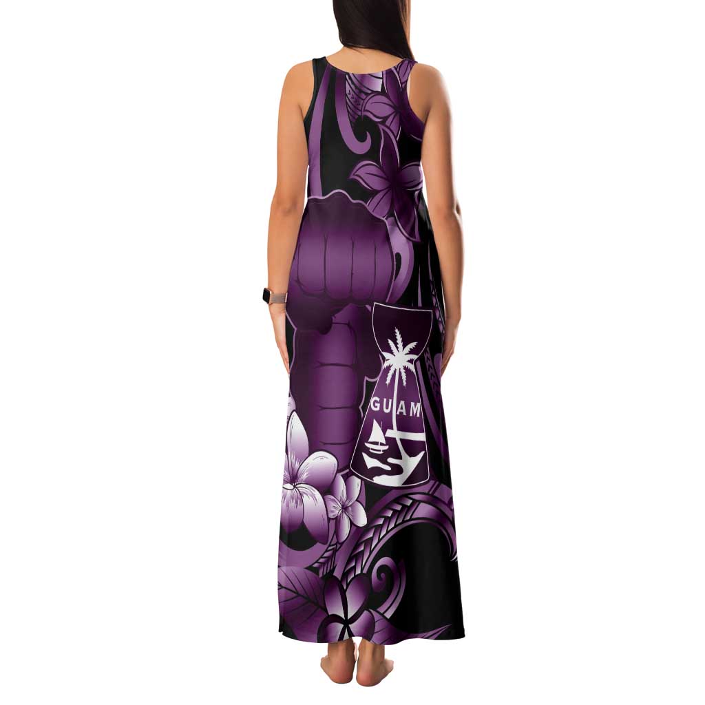 Purple Hafa Adai Guam Family Matching Tank Maxi Dress and Hawaiian Shirt Chamorro Latte Stone Hand With Plumeria LT14 - Polynesian Pride