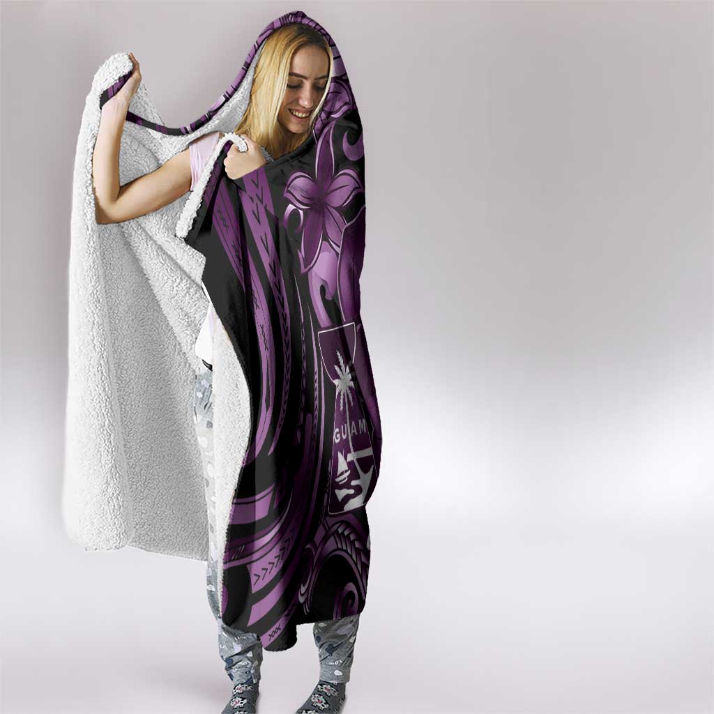 Purple Hafa Adai Guam Hooded Blanket Chamorro Latte Stone Hand With Plumeria