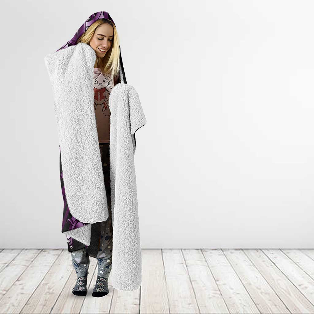 Purple Hafa Adai Guam Hooded Blanket Chamorro Latte Stone Hand With Plumeria
