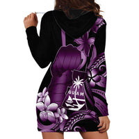 Purple Hafa Adai Guam Hoodie Dress Chamorro Latte Stone Hand With Plumeria LT14 - Polynesian Pride