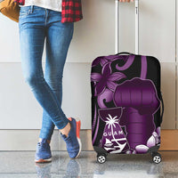 Purple Hafa Adai Guam Luggage Cover Chamorro Latte Stone Hand With Plumeria LT14 - Polynesian Pride