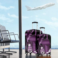 Purple Hafa Adai Guam Luggage Cover Chamorro Latte Stone Hand With Plumeria LT14 - Polynesian Pride