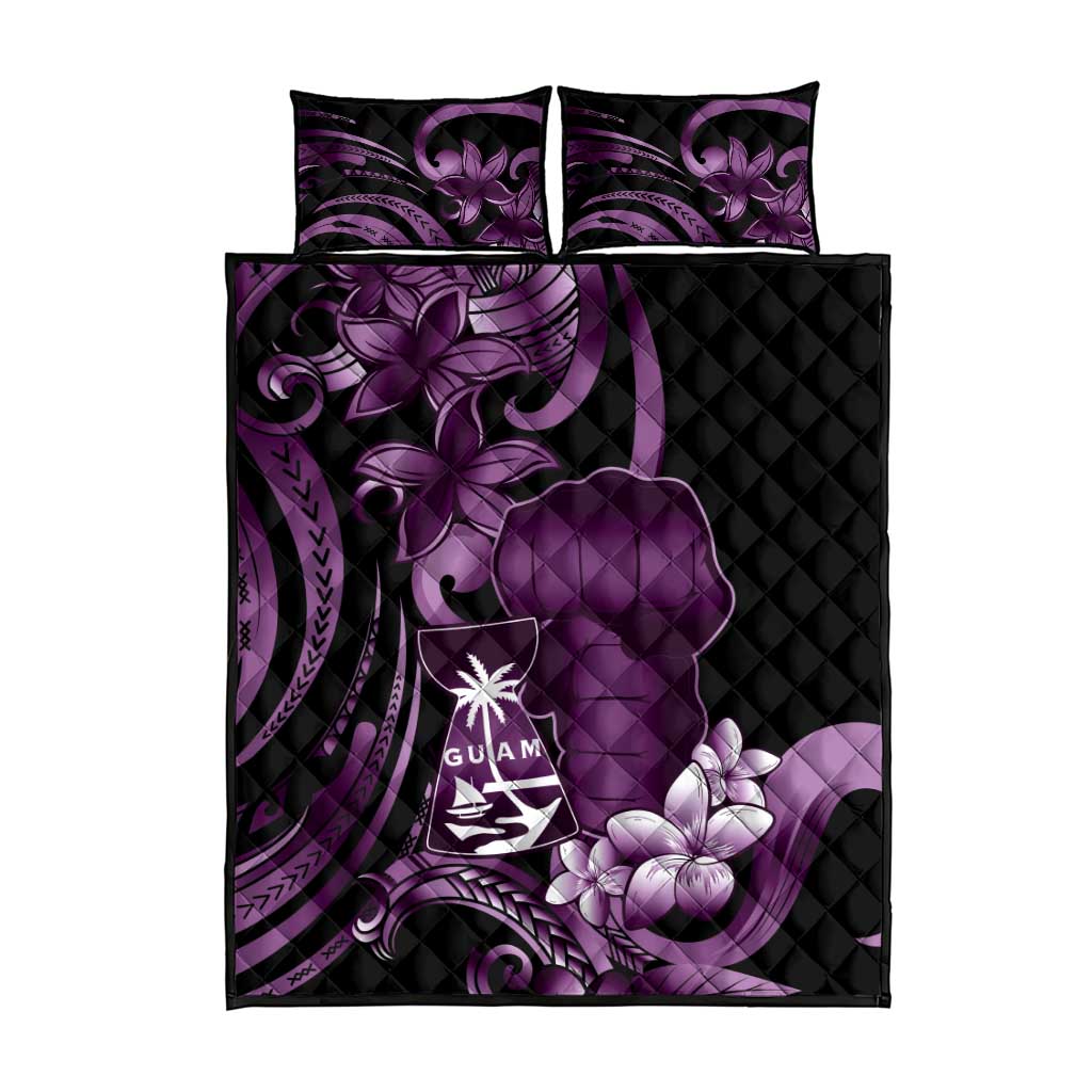 Purple Hafa Adai Guam Quilt Bed Set Chamorro Latte Stone Hand With Plumeria LT14 - Polynesian Pride