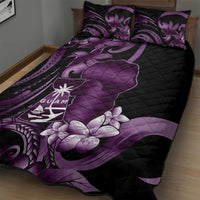 Purple Hafa Adai Guam Quilt Bed Set Chamorro Latte Stone Hand With Plumeria LT14 - Polynesian Pride