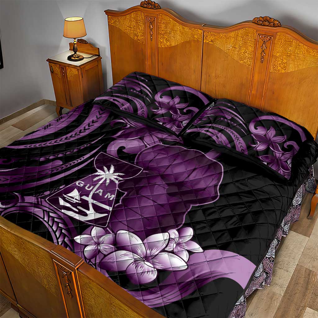 Purple Hafa Adai Guam Quilt Bed Set Chamorro Latte Stone Hand With Plumeria LT14 - Polynesian Pride