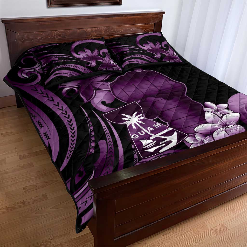 Purple Hafa Adai Guam Quilt Bed Set Chamorro Latte Stone Hand With Plumeria LT14 - Polynesian Pride