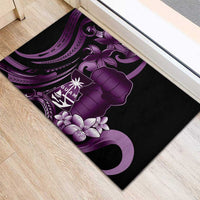Purple Hafa Adai Guam Rubber Doormat Chamorro Latte Stone Hand With Plumeria LT14 - Polynesian Pride