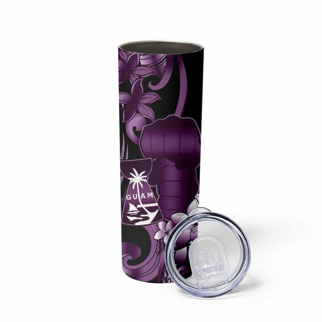 Purple Hafa Adai Guam Skinny Tumbler Chamorro Latte Stone Hand With Plumeria LT14 - Polynesian Pride