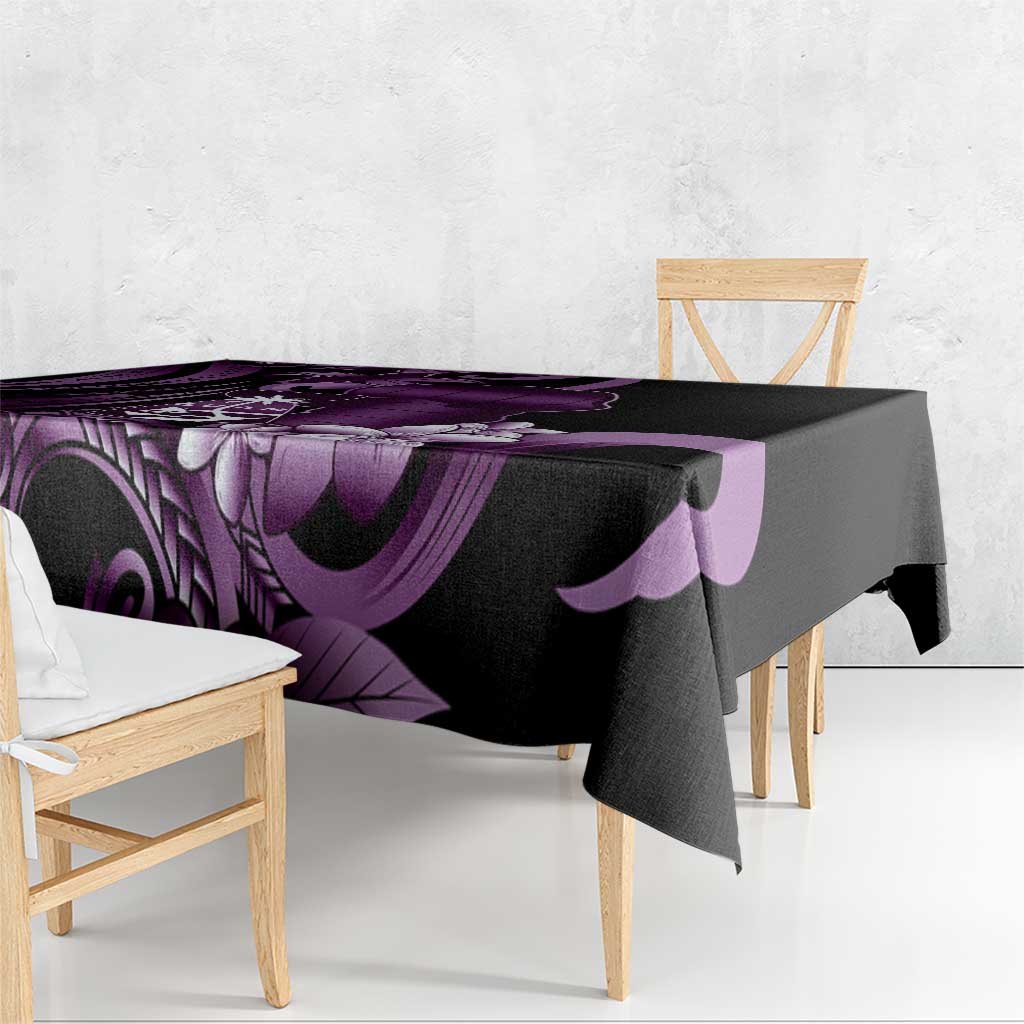 Purple Hafa Adai Guam Tablecloth Chamorro Latte Stone Hand With Plumeria LT14 - Polynesian Pride
