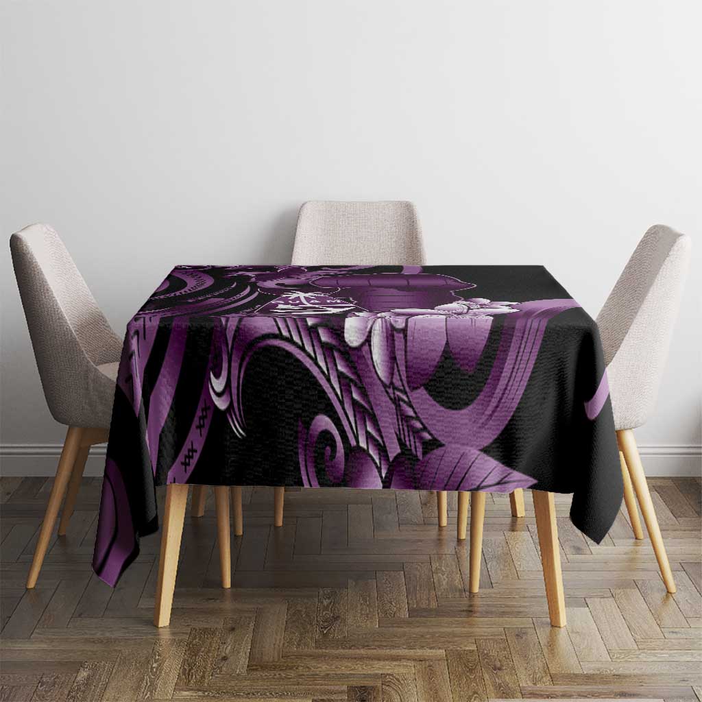 Purple Hafa Adai Guam Tablecloth Chamorro Latte Stone Hand With Plumeria LT14 - Polynesian Pride