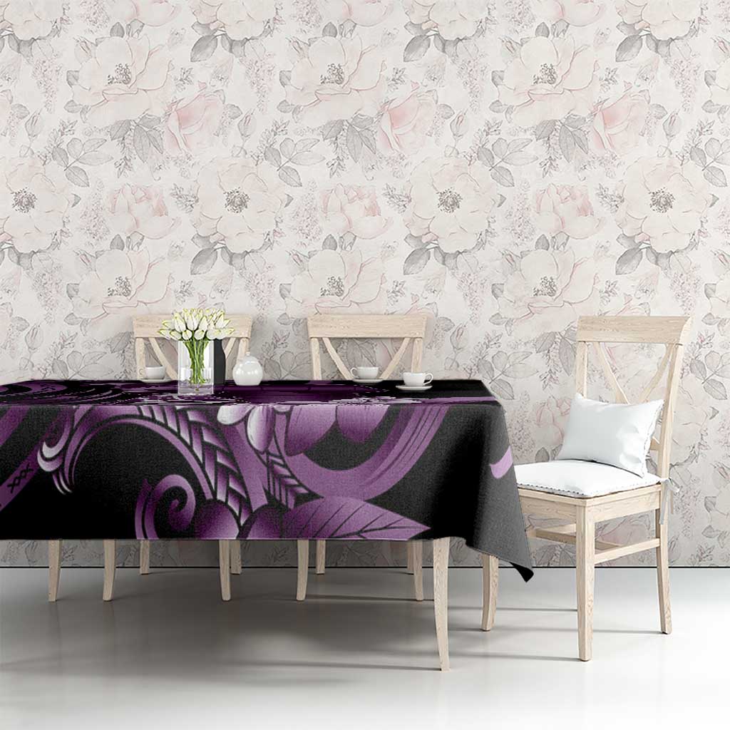 Purple Hafa Adai Guam Tablecloth Chamorro Latte Stone Hand With Plumeria LT14 - Polynesian Pride