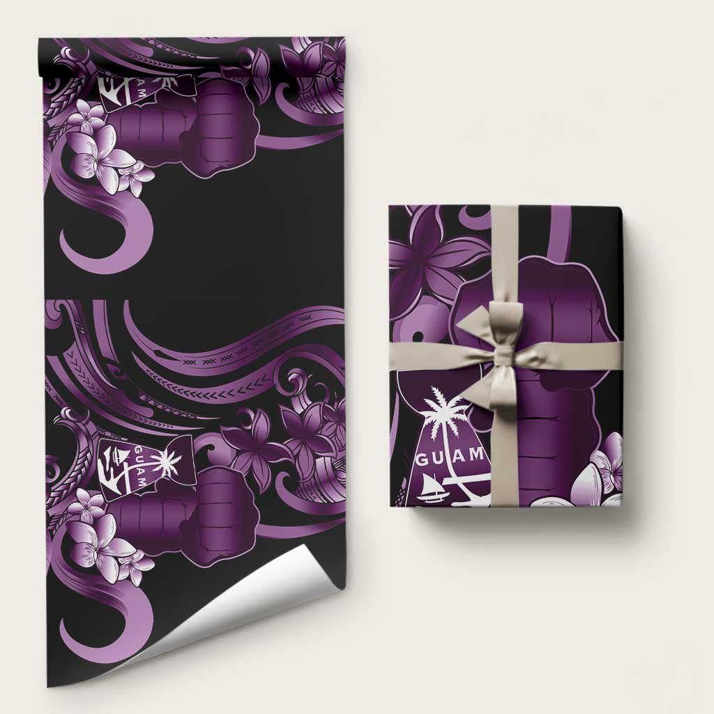 Purple Hafa Adai Guam Wrapping Paper Chamorro Latte Stone Hand With Plumeria LT14 58" × 23" Purple - Polynesian Pride