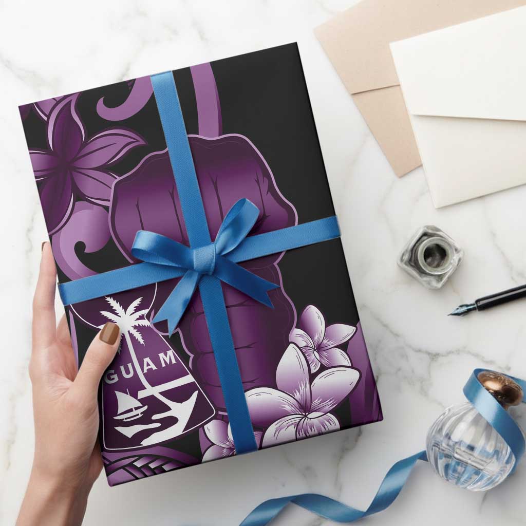 Purple Hafa Adai Guam Wrapping Paper Chamorro Latte Stone Hand With Plumeria LT14 - Polynesian Pride