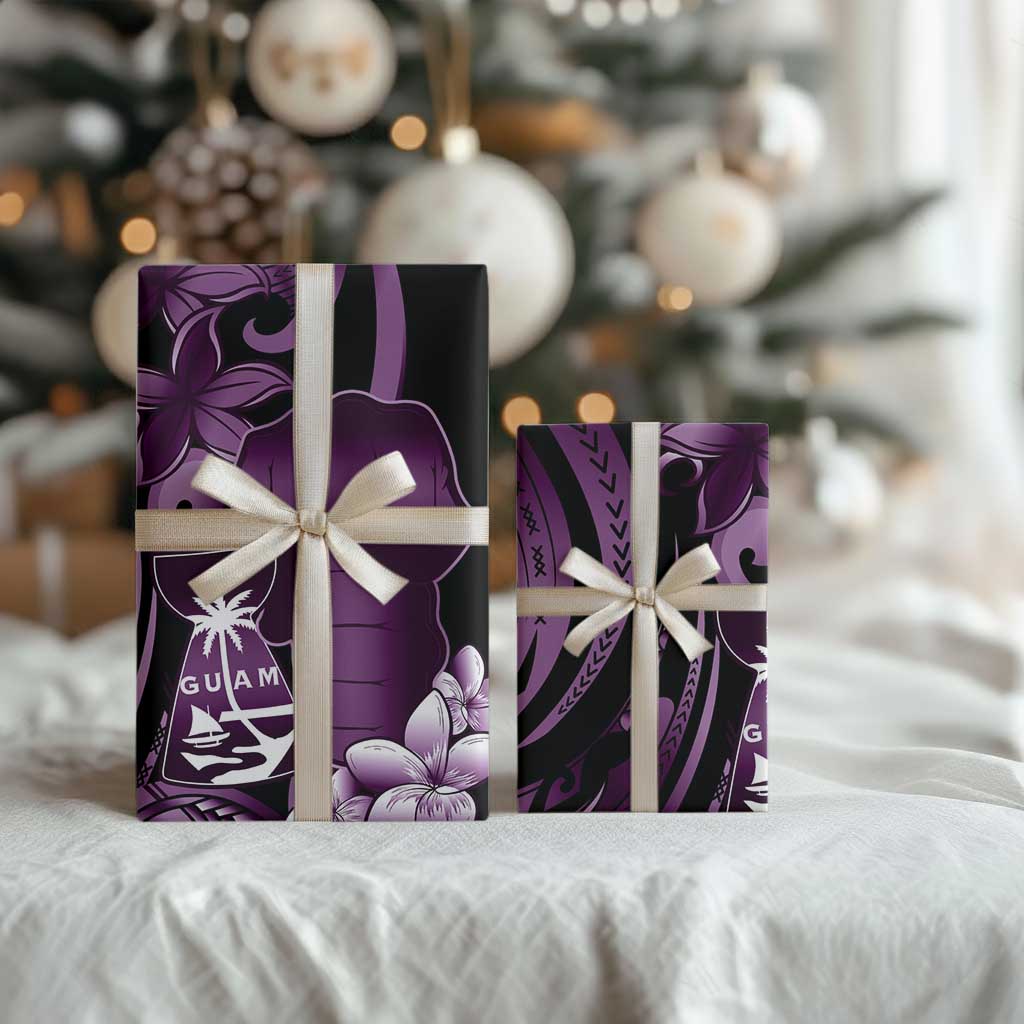 Purple Hafa Adai Guam Wrapping Paper Chamorro Latte Stone Hand With Plumeria LT14 - Polynesian Pride