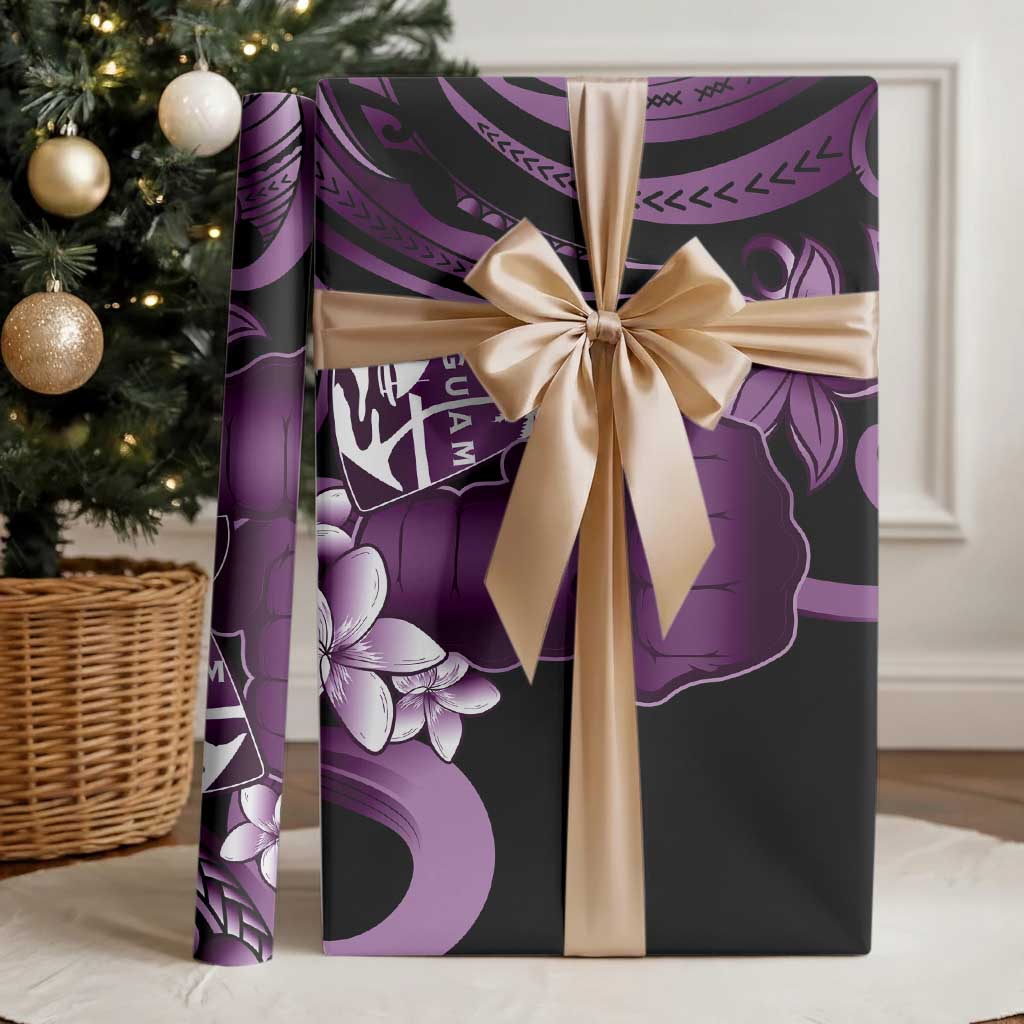 Purple Hafa Adai Guam Wrapping Paper Chamorro Latte Stone Hand With Plumeria LT14 - Polynesian Pride