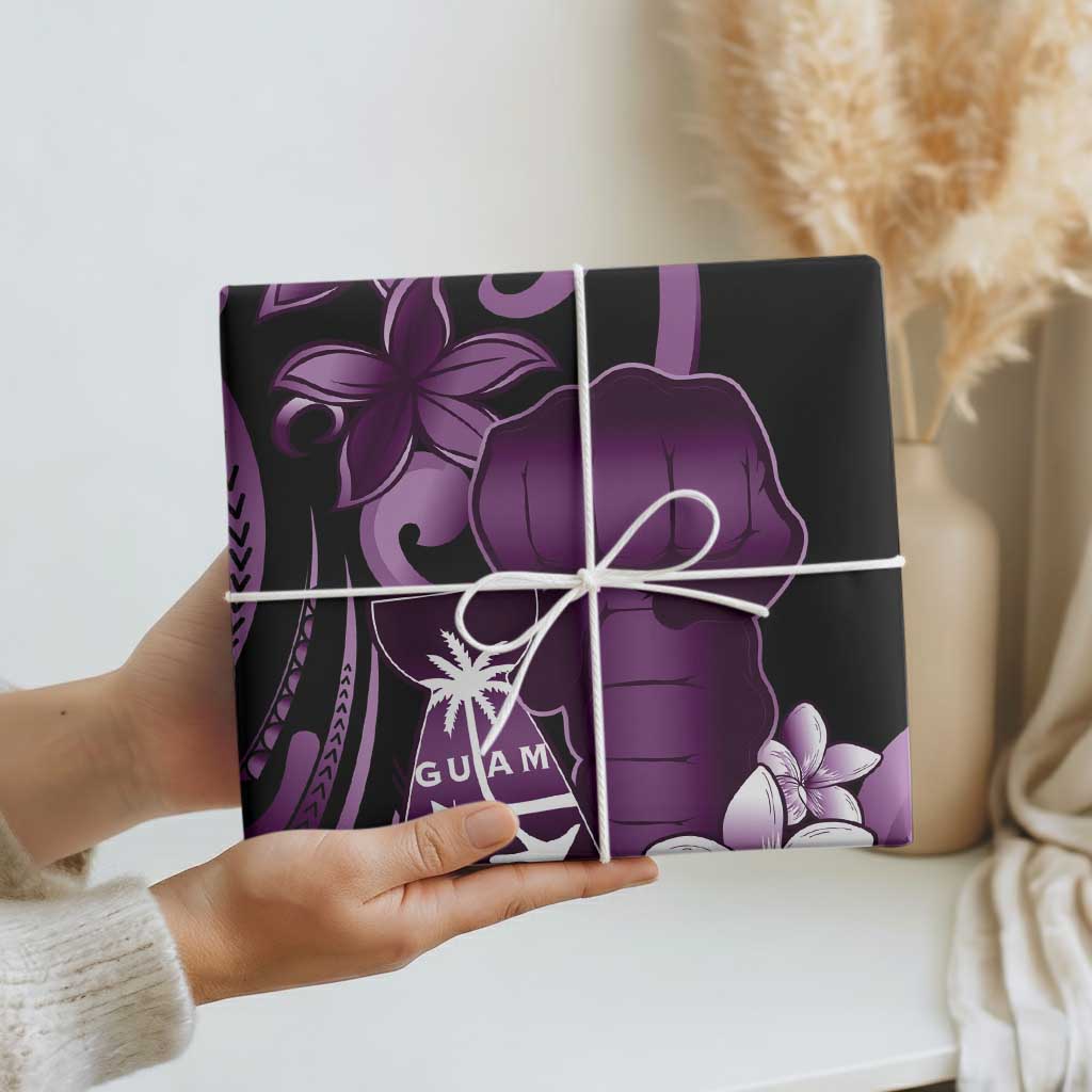 Purple Hafa Adai Guam Wrapping Paper Chamorro Latte Stone Hand With Plumeria LT14 - Polynesian Pride