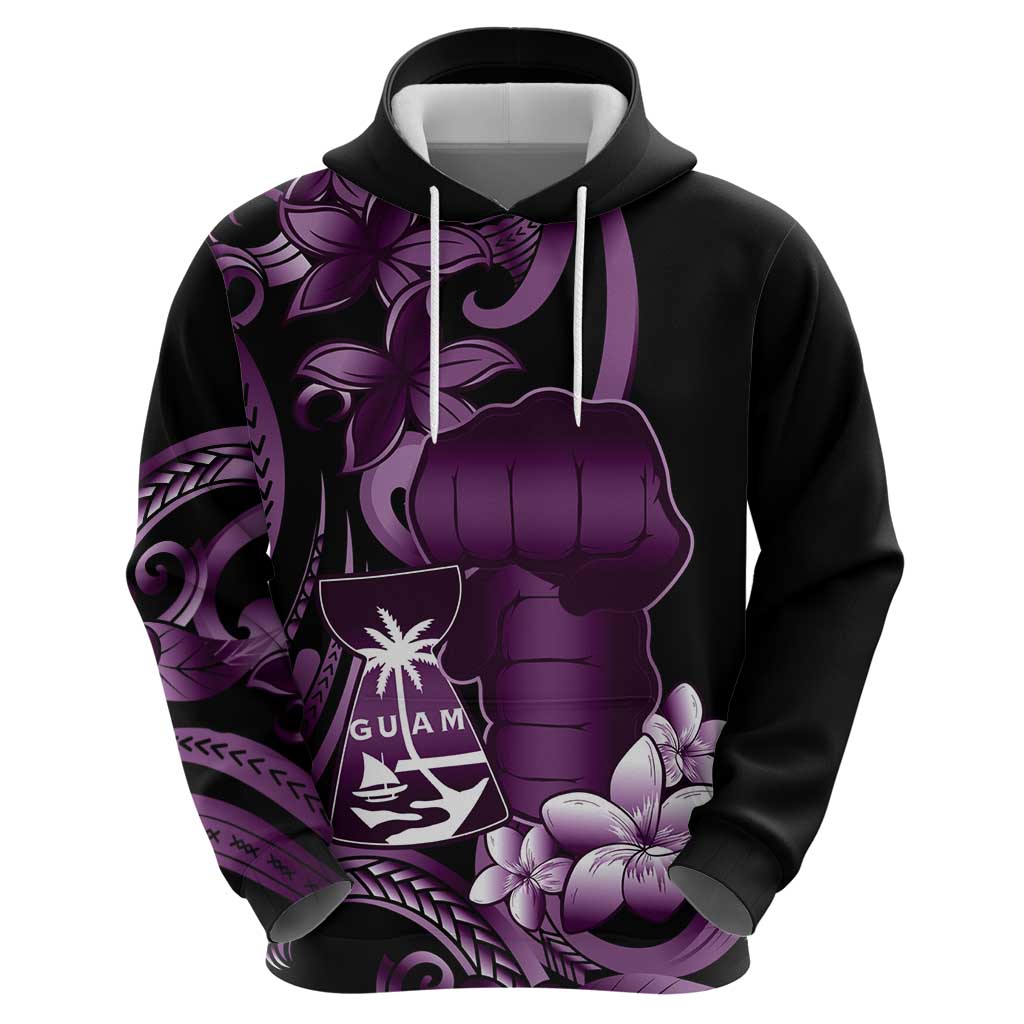 Purple Hafa Adai Guam Zip Hoodie Chamorro Latte Stone Hand With Plumeria LT14 - Polynesian Pride