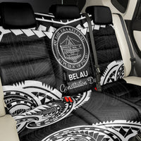 Palau Constitution Day Back Car Seat Cover Belau Seal With Polynesian Pattern - Black LT14 - Polynesian Pride