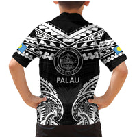 Palau Constitution Day Family Matching Mermaid Dress and Hawaiian Shirt Belau Seal With Polynesian Pattern - Black LT14 - Polynesian Pride