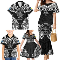 Palau Constitution Day Family Matching Mermaid Dress and Hawaiian Shirt Belau Seal With Polynesian Pattern - Black LT14 - Polynesian Pride