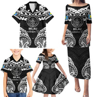 Palau Constitution Day Family Matching Puletasi and Hawaiian Shirt Belau Seal With Polynesian Pattern - Black LT14 - Polynesian Pride