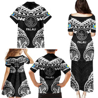Palau Constitution Day Family Matching Puletasi and Hawaiian Shirt Belau Seal With Polynesian Pattern - Black LT14 - Polynesian Pride