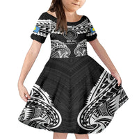 Palau Constitution Day Family Matching Summer Maxi Dress and Hawaiian Shirt Belau Seal With Polynesian Pattern - Black LT14 Daughter's Dress Black - Polynesian Pride
