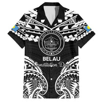 Palau Constitution Day Family Matching Tank Maxi Dress and Hawaiian Shirt Belau Seal With Polynesian Pattern - Black LT14 Dad's Shirt - Short Sleeve Black - Polynesian Pride