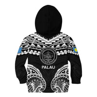 Palau Constitution Day Kid Hoodie Belau Seal With Polynesian Pattern - Black LT14 - Polynesian Pride