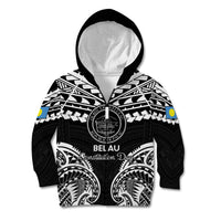 Palau Constitution Day Kid Hoodie Belau Seal With Polynesian Pattern - Black LT14 Zip Hoodie Black - Polynesian Pride