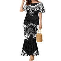 Palau Constitution Day Mermaid Dress Belau Seal With Polynesian Pattern - Black LT14 Women Black - Polynesian Pride