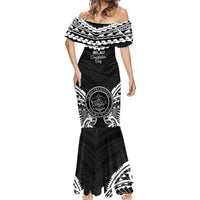 Palau Constitution Day Mermaid Dress Belau Seal With Polynesian Pattern - Black LT14 - Polynesian Pride