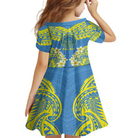 Palau Constitution Day Family Matching Off Shoulder Maxi Dress and Hawaiian Shirt Belau Seal With Frangipani Polynesian Pattern - Blue LT14 - Polynesian Pride
