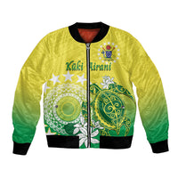 Cook Islands Independence Day Bomber Jacket Kuki Airani Tiare Maori Polynesian Pattern - Green LT14 Unisex Green - Polynesian Pride