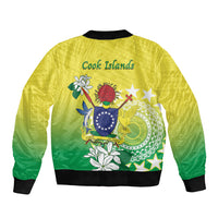 Cook Islands Independence Day Bomber Jacket Kuki Airani Tiare Maori Polynesian Pattern - Green LT14 - Polynesian Pride