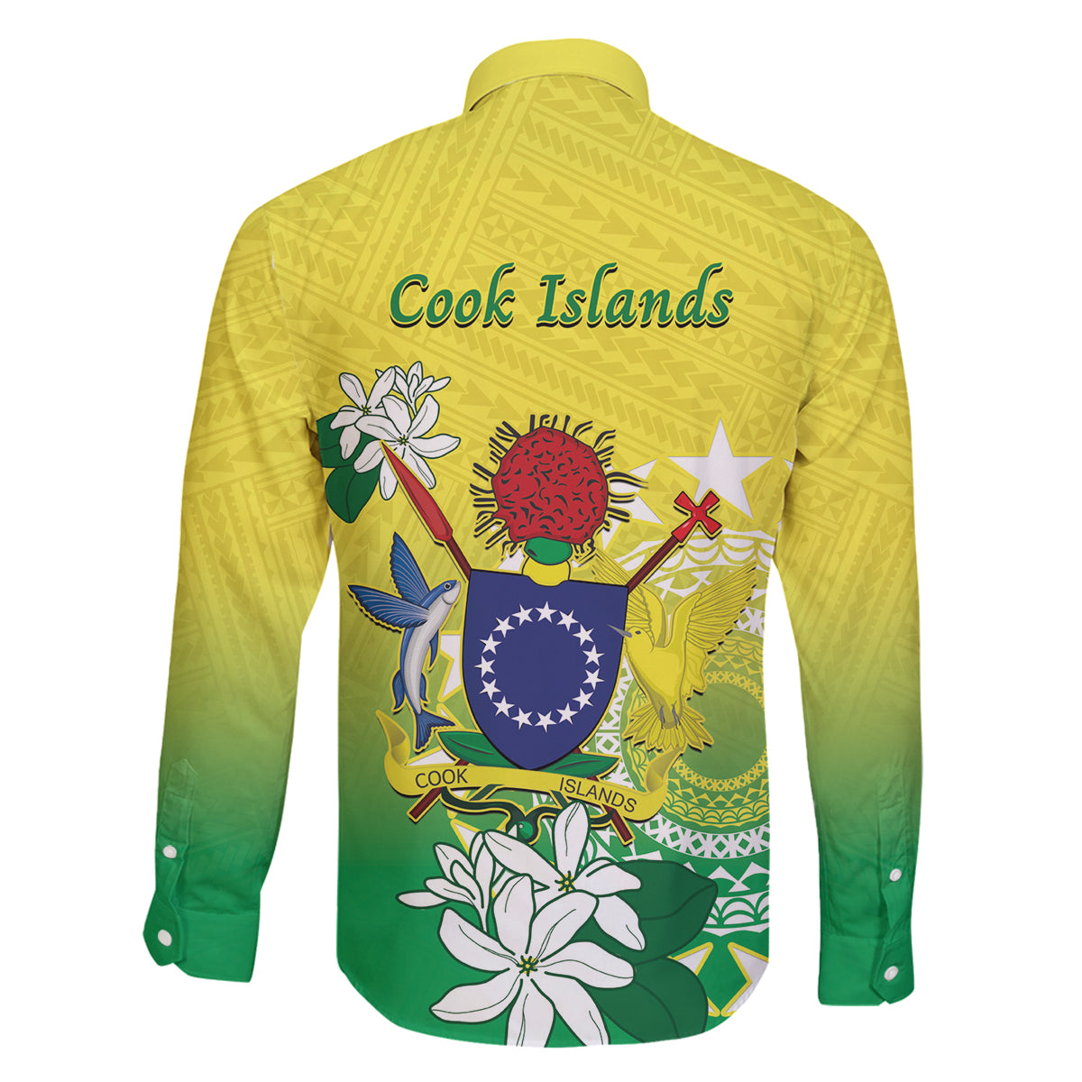 Cook Islands Independence Day Family Matching Long Sleeve Bodycon Dress and Hawaiian Shirt Kuki Airani Tiare Maori Polynesian Pattern - Green LT14 - Polynesian Pride