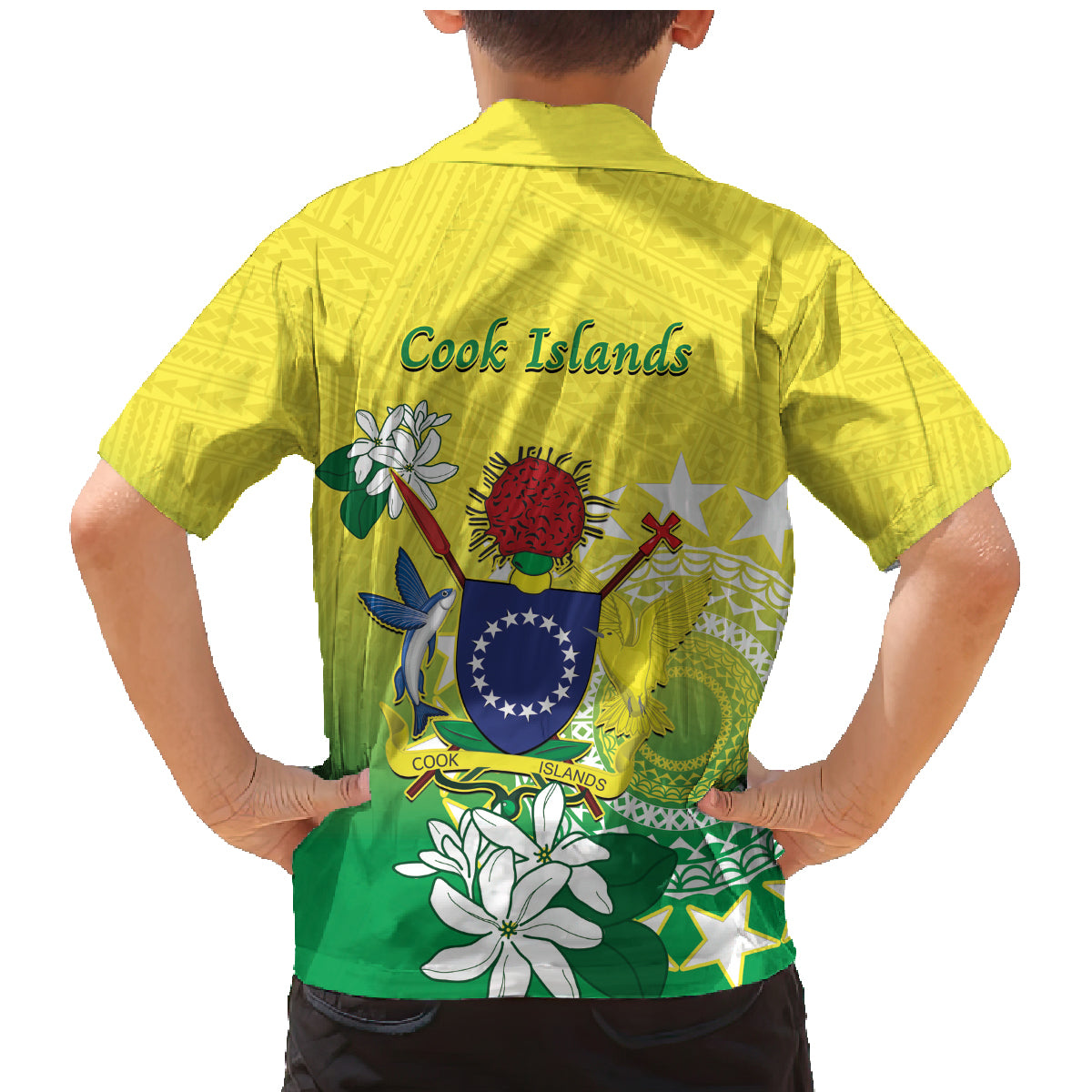 Cook Islands Independence Day Family Matching Mermaid Dress and Hawaiian Shirt Kuki Airani Tiare Maori Polynesian Pattern - Green LT14 - Polynesian Pride