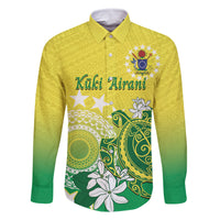 Cook Islands Independence Day Family Matching Mermaid Dress and Hawaiian Shirt Kuki Airani Tiare Maori Polynesian Pattern - Green LT14 Dad's Shirt - Long Sleeve Green - Polynesian Pride