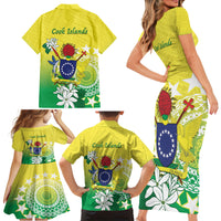 Cook Islands Independence Day Family Matching Short Sleeve Bodycon Dress and Hawaiian Shirt Kuki Airani Tiare Maori Polynesian Pattern - Green LT14 - Polynesian Pride