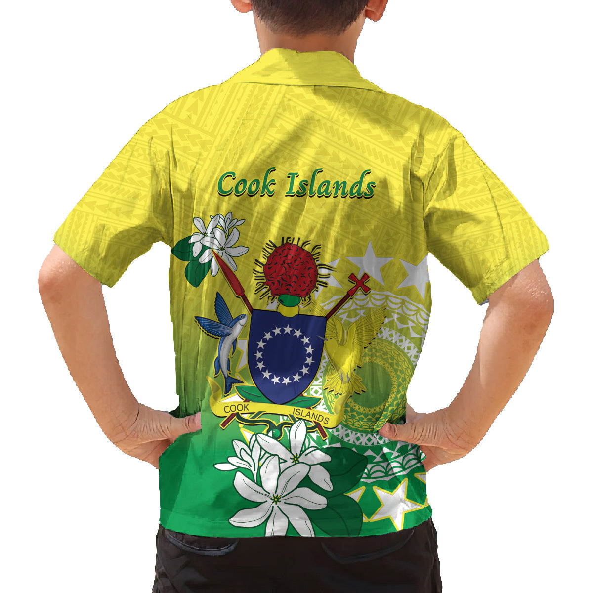 Cook Islands Independence Day Family Matching Summer Maxi Dress and Hawaiian Shirt Kuki Airani Tiare Maori Polynesian Pattern - Green LT14 - Polynesian Pride