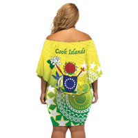 Cook Islands Independence Day Off Shoulder Short Dress Kuki Airani Tiare Maori Polynesian Pattern - Green LT14 - Polynesian Pride