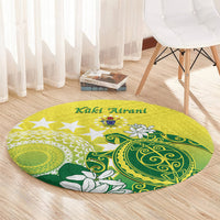 Cook Islands Independence Day Round Carpet Kuki Airani Tiare Maori Polynesian Pattern - Green LT14 - Polynesian Pride