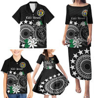 Cook Islands Independence Day Family Matching Puletasi and Hawaiian Shirt Kuki Airani Tiare Maori Polynesian Pattern - Black LT14 - Polynesian Pride
