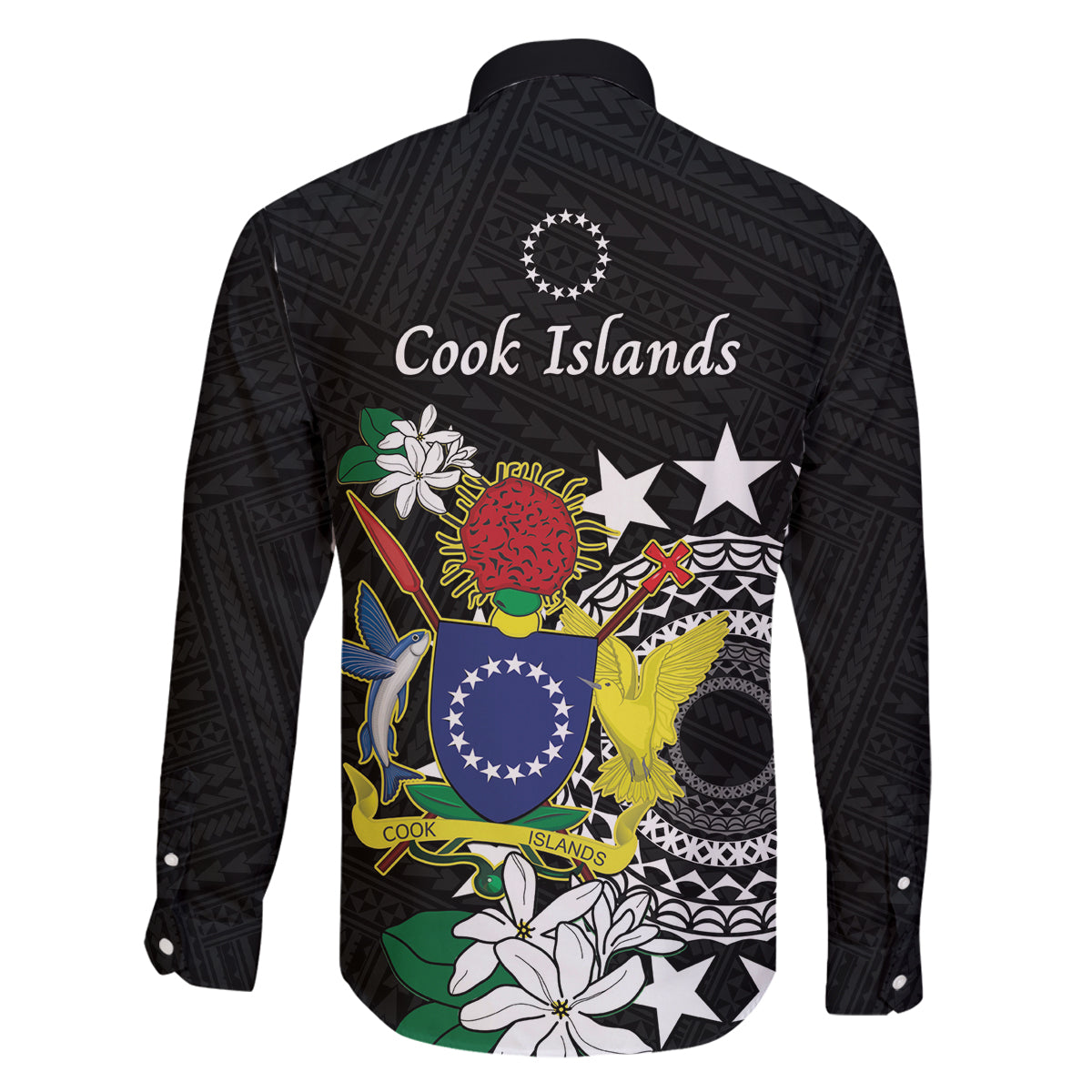 Cook Islands Independence Day Family Matching Summer Maxi Dress and Hawaiian Shirt Kuki Airani Tiare Maori Polynesian Pattern - Black LT14 - Polynesian Pride