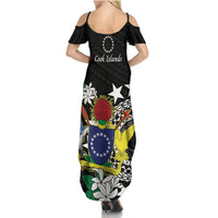 Cook Islands Independence Day Family Matching Summer Maxi Dress and Hawaiian Shirt Kuki Airani Tiare Maori Polynesian Pattern - Black LT14 - Polynesian Pride