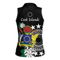 Cook Islands Independence Day Women Sleeveless Polo Shirt Kuki Airani Tiare Maori Polynesian Pattern - Black LT14 - Polynesian Pride